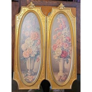 Pair of MCM Dart/Syroco Framed Floral Prints by Cecil Rubino, Dated 1964